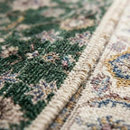 Green Turkish Rug Vintage Area Rug Distressed Floral Oushak Style