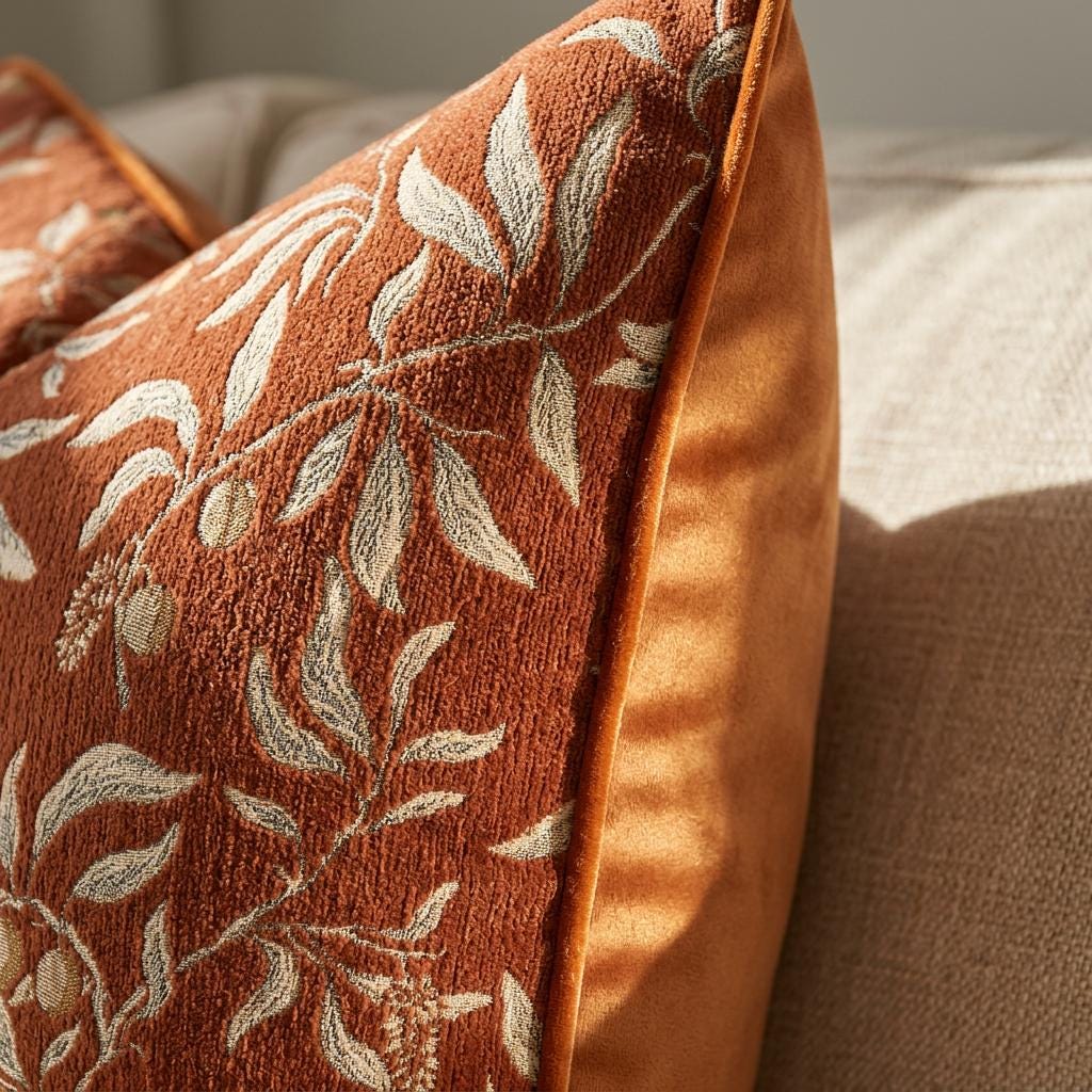Luxury Floral Throw Chenille Pillow Cove Botanical Cushion Case