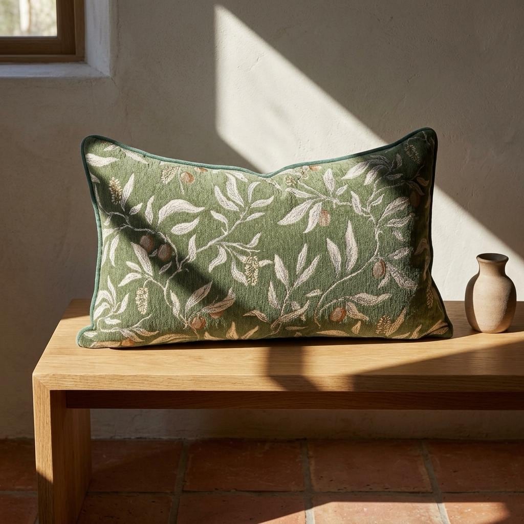 Luxury Floral Throw Chenille Pillow Cove Botanical Cushion Case