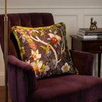 Japanese Floral Velvet Throw Pillow Cover