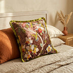 Japanese Floral Velvet Throw Pillow Cover