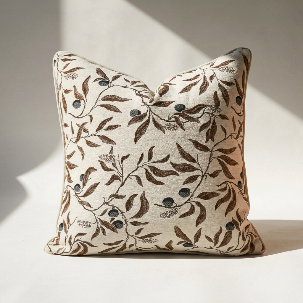 Luxury Floral Throw Chenille Pillow Cove Botanical Cushion Case