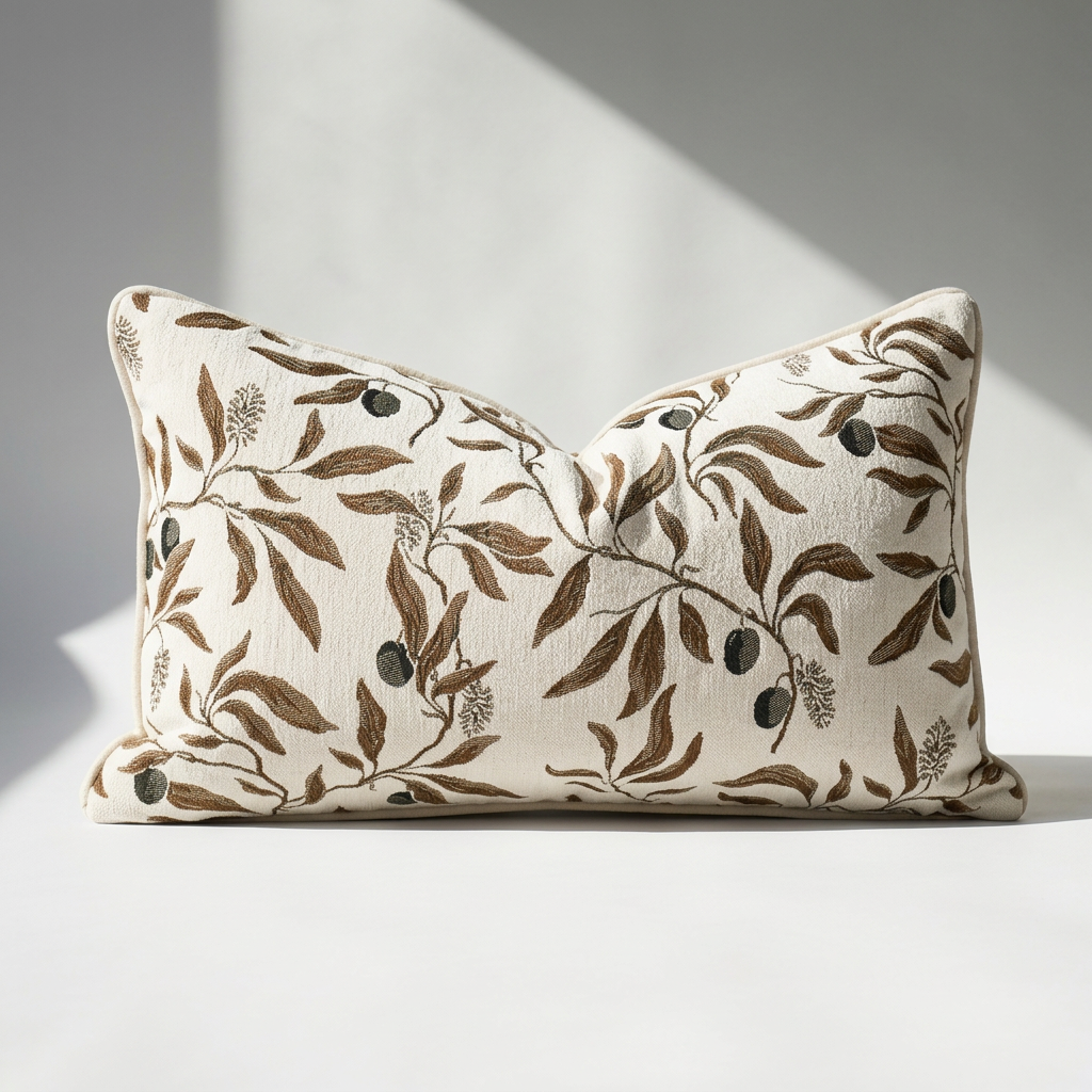 Luxury Floral Throw Chenille Pillow Cove Botanical Cushion Case