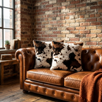 Premium Vegan Cowhide Fur Pillow Cover Set of 2