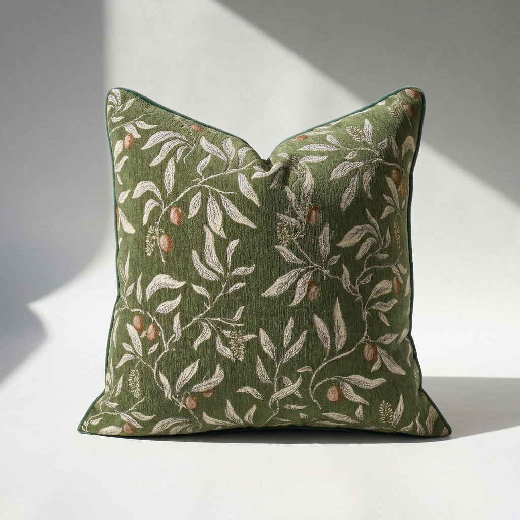Luxury Floral Throw Chenille Pillow Cove Botanical Cushion Case