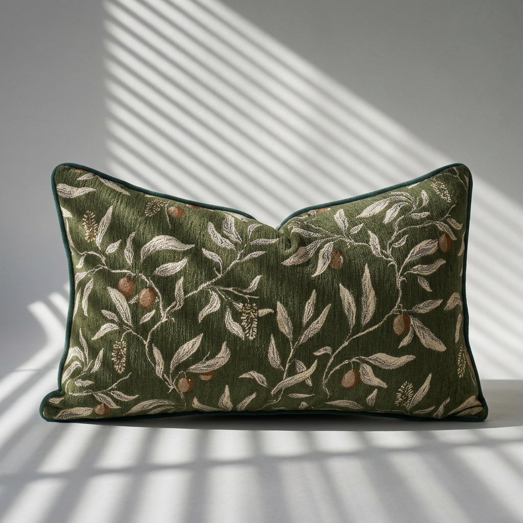 Luxury Floral Throw Chenille Pillow Cove Botanical Cushion Case