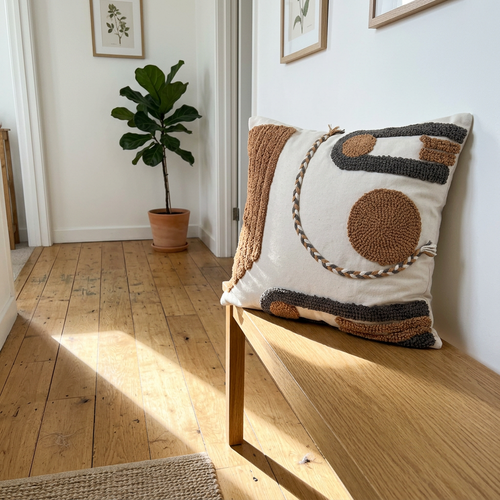 Brown Tufted Abstract Boho Pillow Cover