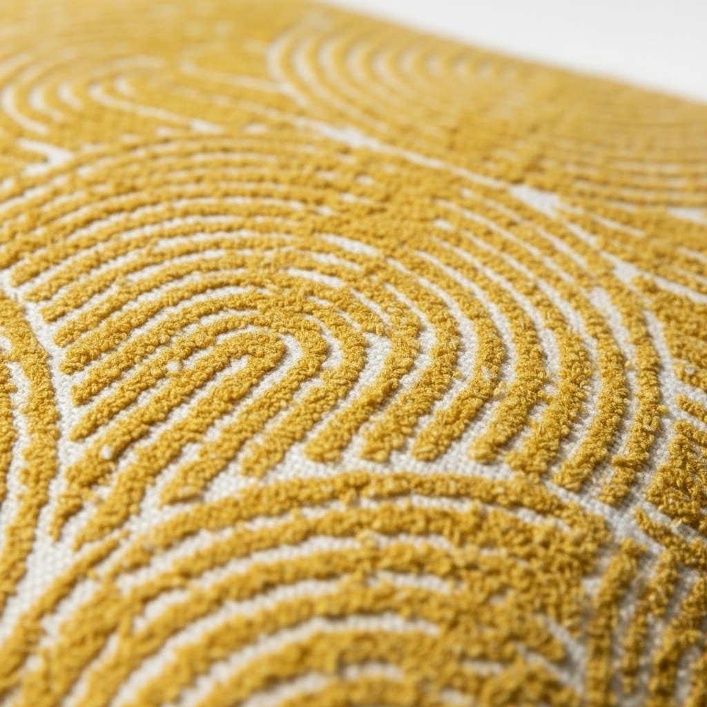 Close-up of a textured yellow surface with wavy patterns