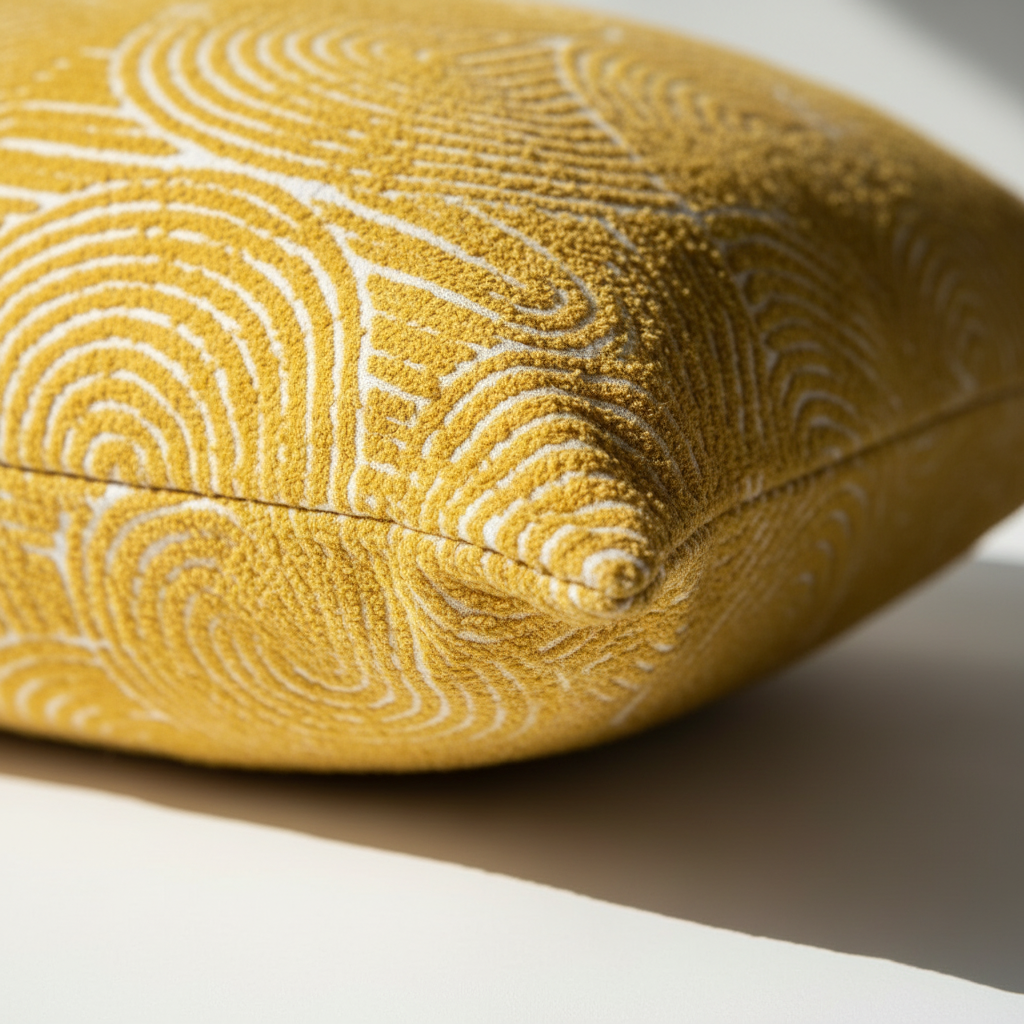 Close-up of a yellow textured object on a light background