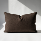 Brown chenille lumbar pillow cover 20x12 displayed on a white surface – Larissa Home Decor